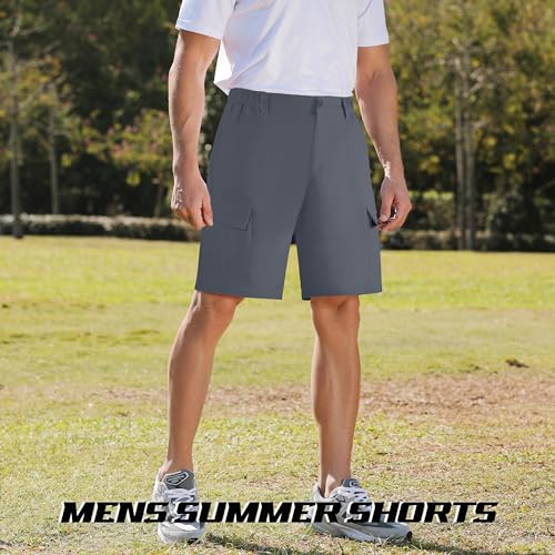 APTRO Mens Cargo Shorts Outdoor Camping Hiking Shorts with Multi Pockets Workwear Stretch Summer Shorts Grey CS07 36