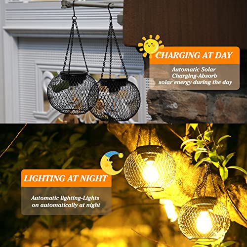 - KagoLing Solar Lanterns | 2 Pack Solar Lantern | Outdoor Garden | IP65 Waterproof | Hanging Solar Lights -