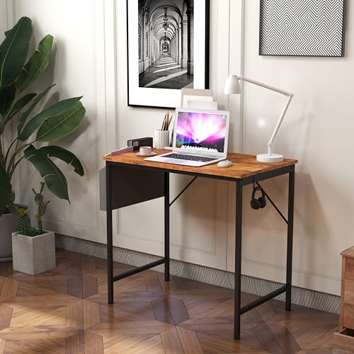 Computer Desk Home Office Writing Study Desk, Modern Simple Style PC Table (Brown, 80 x 50 x 75 cm)