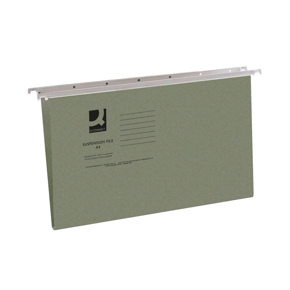- Q-Connect Foolscap Tabbed Suspension Files | (Pack of 50) KF21001 | Green -