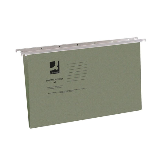 - Q-Connect Foolscap Tabbed Suspension Files | (Pack of 50) KF21001 | Green -