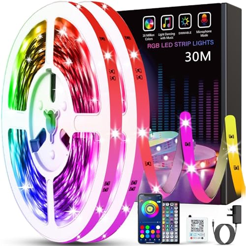 - Keepsmile 30M Led Strip Lights | (2 Rolls of 15M) | Bluetooth Smart App Control -