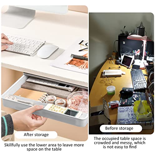 - Under Table Drawer Storage with 5 Stickers | Large Hidden Desktop Drawer Tray -