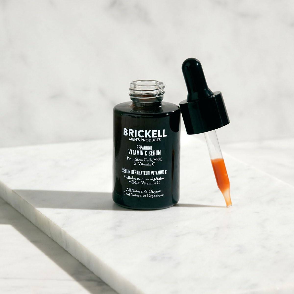 Brickell Men's Anti Aging Vitamin C Serum For Face, Repairing Night Face Serum for Men, Natural and Organic Hyaluronic Acid Serum For Face to Diminish Wrinkles and Reduce Redness, 30ml, Unscented