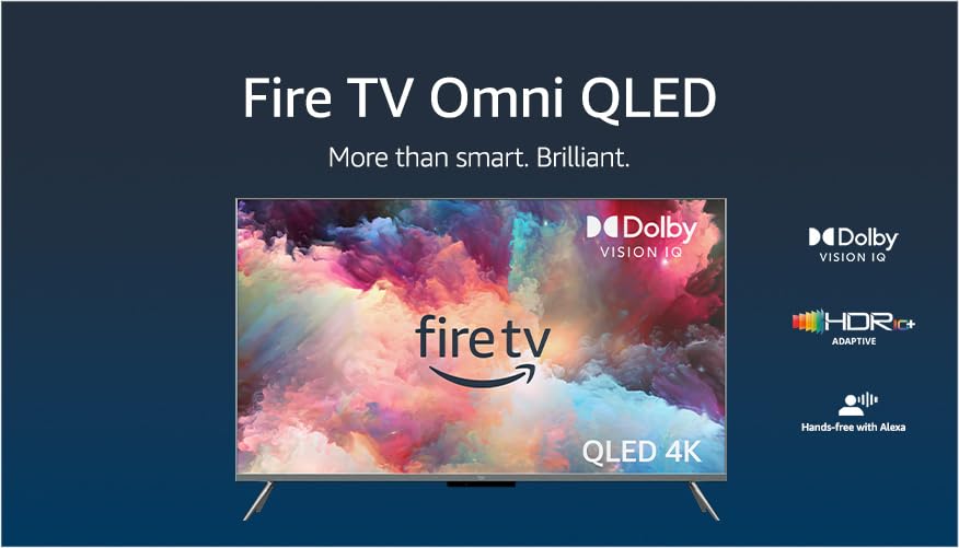 Amazon Fire TV 55-inch Omni QLED series 4K UHD smart TV, Dolby Vision IQ, local dimming, hands free with Alexa