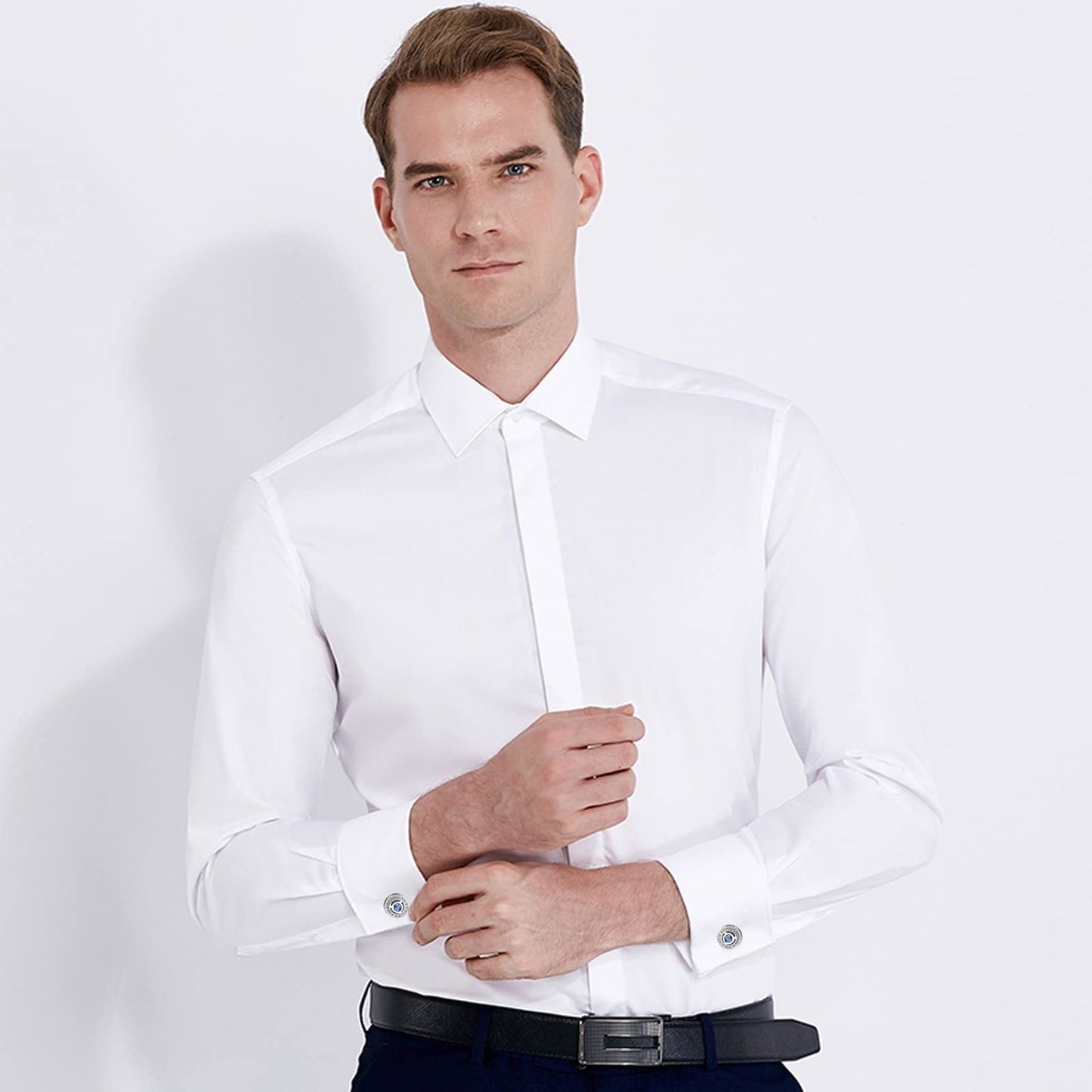 - Mr.Van Classic Cufflinks | Navy Blue Crystal Cufflinks For Men -