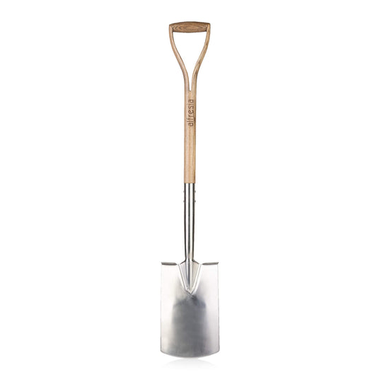 Alfresia Garden Spade with Ash Wooden Handle - Premium Quality, Stainless Steel, Mirror Polished, Durable Shovel, Gardening Tools
