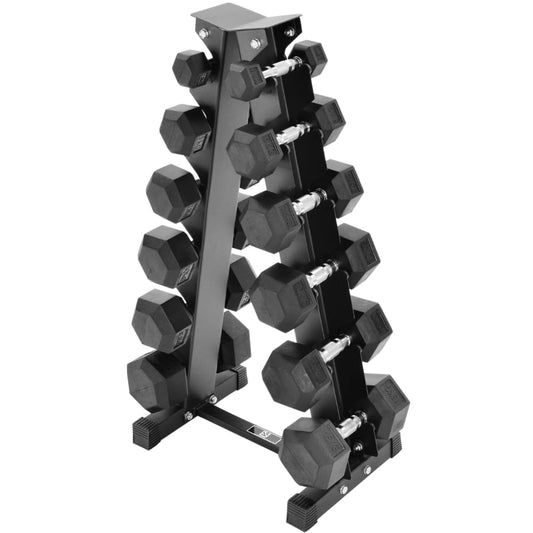 - Equipped Gym | Weights Dumbbells Set | A Shaped 6 Tier Rack Stand -