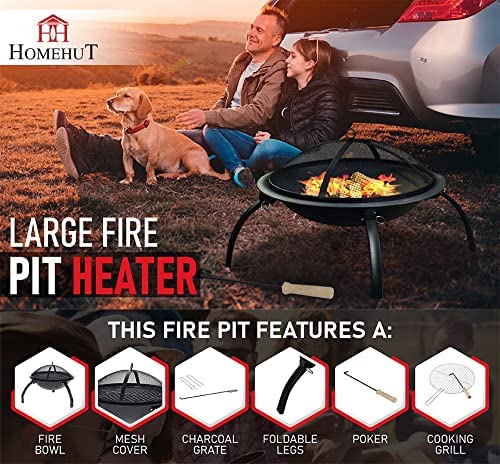 - HH Home Hut Fire Pit | Folding Portable Heater For Outdoors | Ideal For Garden BBQ -