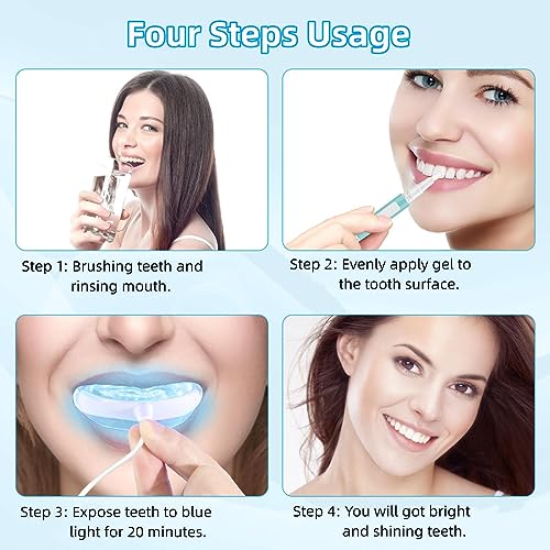 - Riatanxi Teeth Whitening Kit With Gel Light | 5×3ml Whitening Gel Pens | 16X Blue LED Light | Professional Home Care Bleaching System -