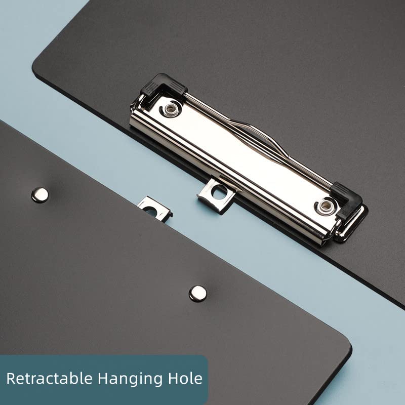 Clipboard Folder, 6 Packs A4 Plastic Clip Boards with Secure Hold for Office & Classroom Supplies - Black