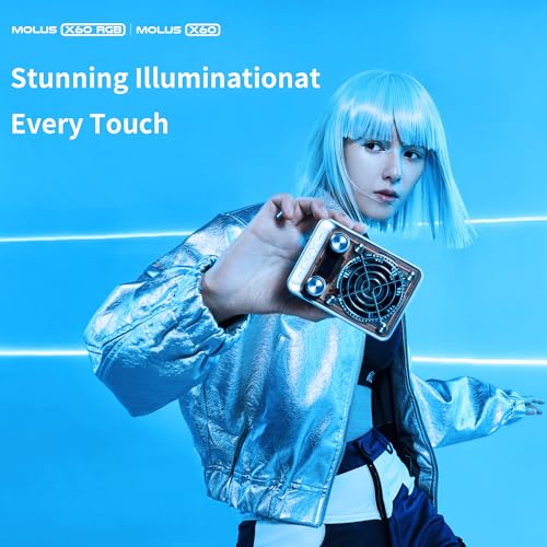 - ZHIYUN RGB Video Light Molus X60 RGB Combo 60W with 2550mAh Battery, 2700K-6500K Dimmable, Full Color CRI 95, TLCI 98