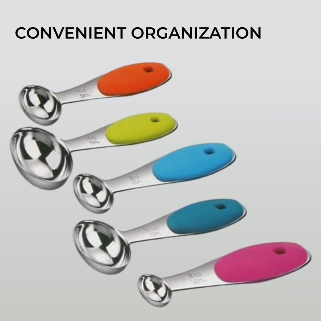 - H&S Measuring Spoon Set | 5 Stainless Steel Metal Measure Cup Spoons For Baking -