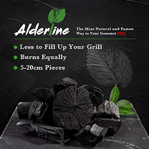 Alderline Natural Restaurant Grade Lumpwood BBQ Charcoal for Barbecues, 50L