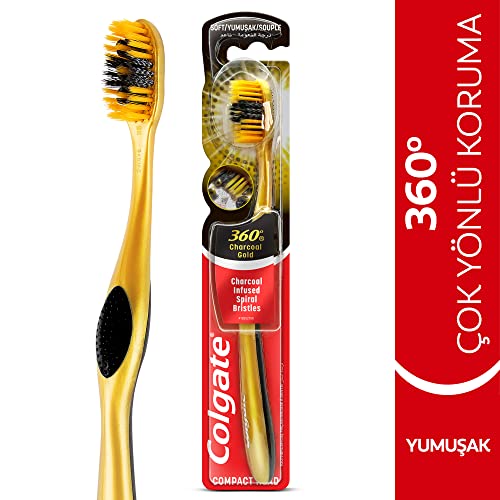 COLGATE 360 Degree Charcoal Soft Toothbrush 100 g, Gold, 1 Count