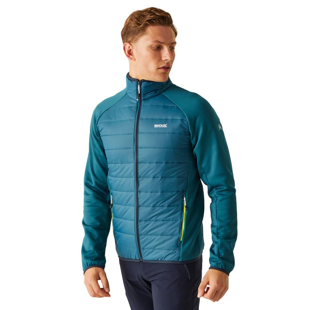 - Regatta Mens Hybrid Full Zip Jacket Padded Coat | Moroccan Blue(Citron Lime) -