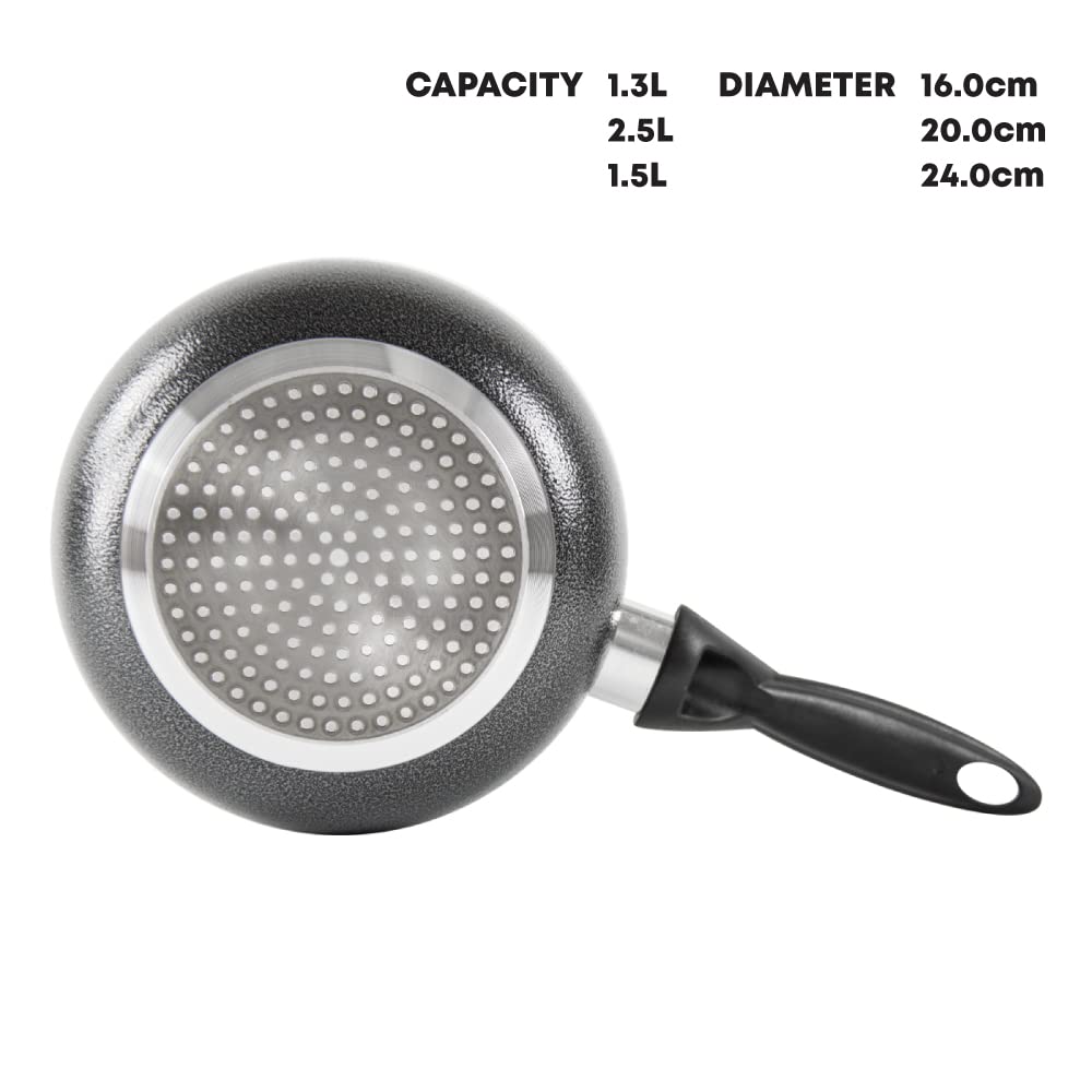 - SQ Professional UNA Non-Stick Aluminium Essential Kit | 3pc Saucepan & Frying Pan Set -