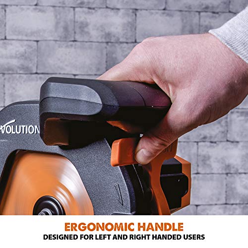 - Evolution Power Tools R210SMS+ Sliding Mitre Saw With Multi-Material Cutting | 45° Bevel | 50° Mitre | 230mm Slide | 1500 W | 230 V -