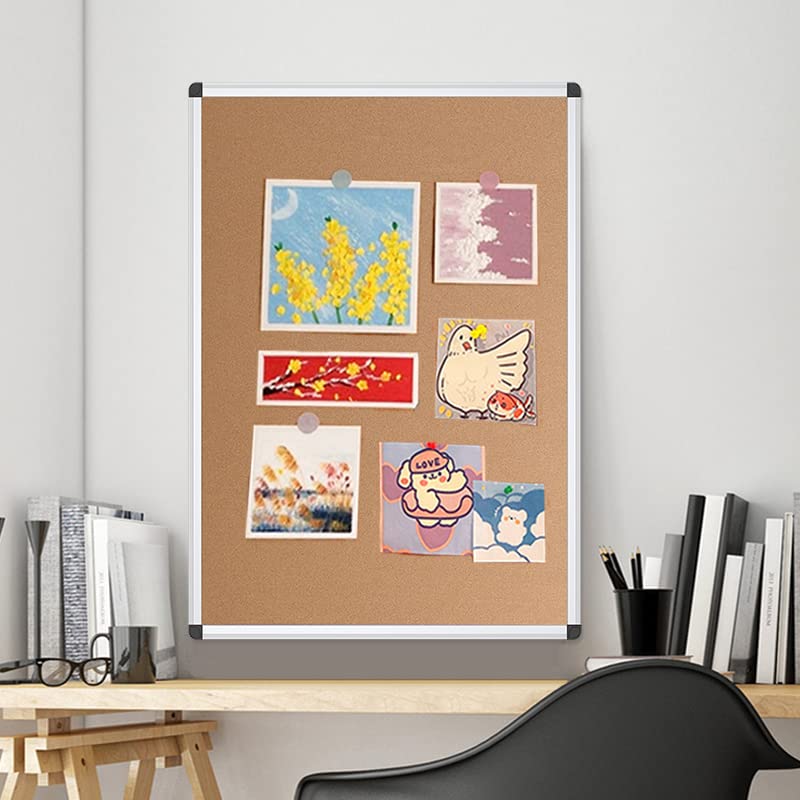 - VIZ-PRO Cork Notice Board, 120x90cm, Silver Aluminium Frame -