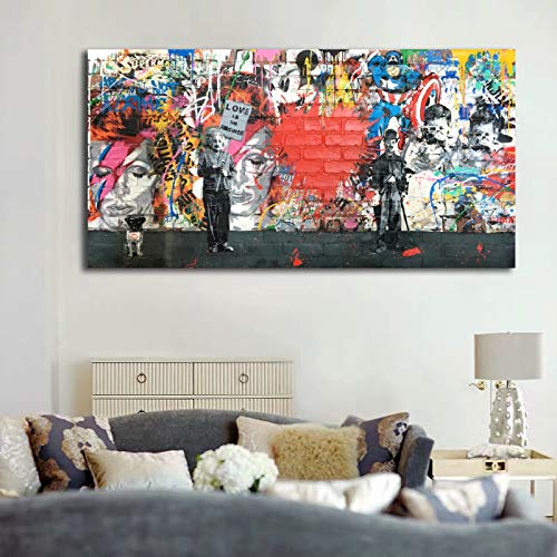 Banksy Canvas Wall Art Abstract Graffiti Street Art Canvas Wall Art Pictures Prints for Living Room Office Home Decoration