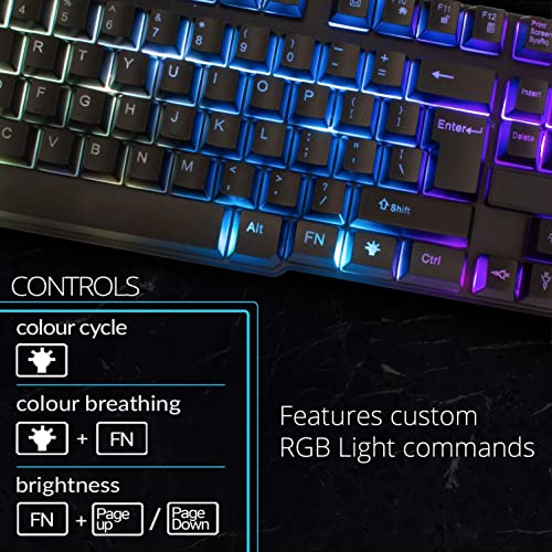 - Orzly Gaming Keyboard | RGB USB | Wired | Rainbow Keyboard -