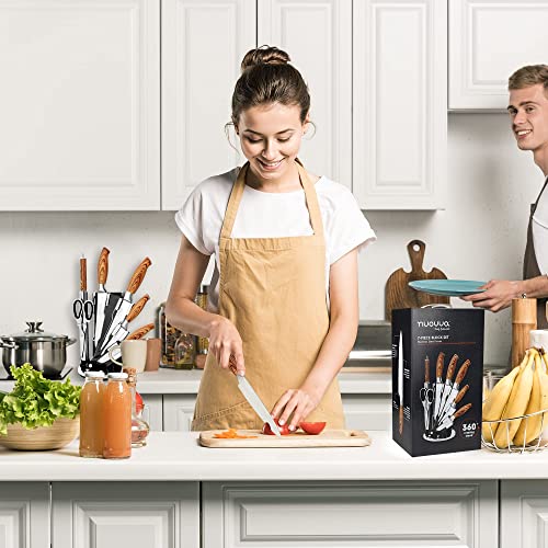 - Sharp Kitchen Knife Set | Rotating 7 Pcs Stainless Steel Knife Block | 360 Degree Rotating Acrylic Stand –