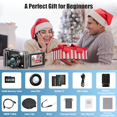 - Digital Camera | Oiadek 4K 48MP Autofocus Vlogging Camera | 32G Memory Card 16X Digital Zoom -