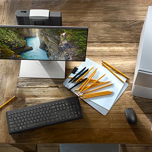 Dell KM3322W Wireless Keyboard and Mouse, UK QWERTY Full-Size Keyboard with Spill-Resistant Keys, 1000 DPI Mouse with Scroll Wheel, Black