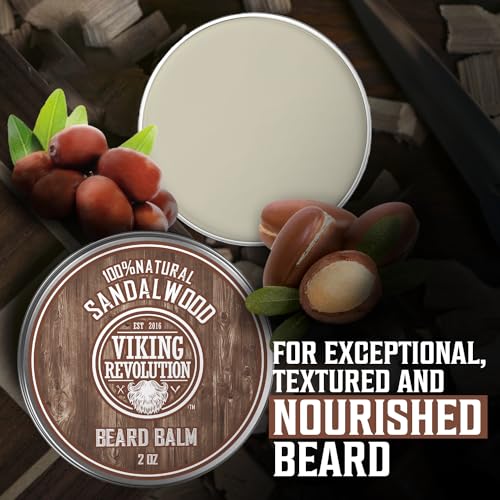 - Viking Revolution - Beard Balm - Natural Beard Balm For Men With Argan & Jojoba Oils -