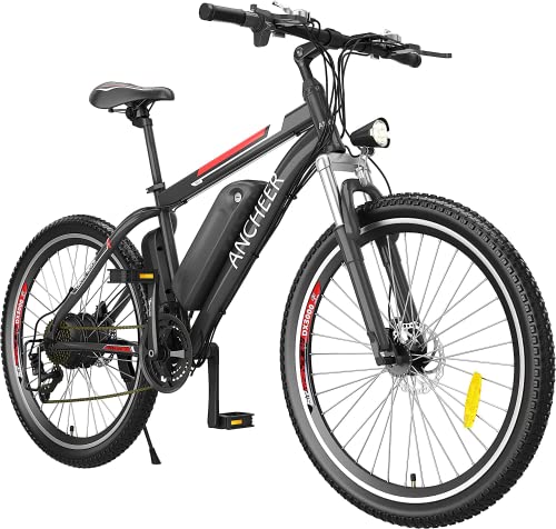 ANCHEER Upgraded Electric Mountain Bike, 250W 26'' Electric Bicycle with Removable 36V 12.5 AH Lithium-Ion Battery for Adults, 21 Speed Shifter