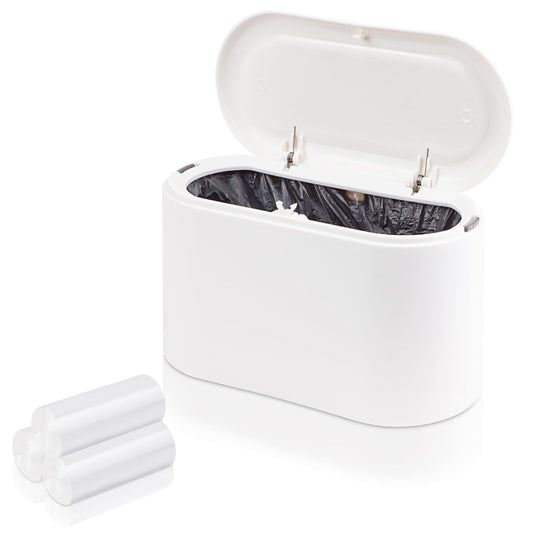 - SHAIDOJIO Desk Bin with Lid | Mini Bin with 90PCS Trash Bags -