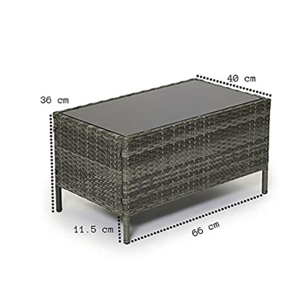 - EVRE Grey Rattan Garden Furniture Set | Patio Conservatory Balcony Indoor Outdoor 4 Seater -