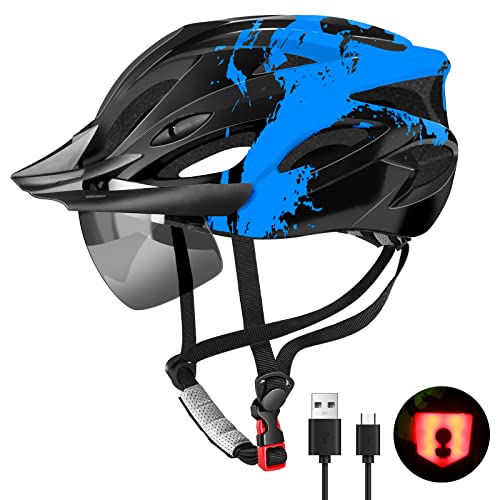 - RaMokey Bike Helmet | Lightweight Cycle Helmet |LED Light Magnetic Goggle Sun Visor -