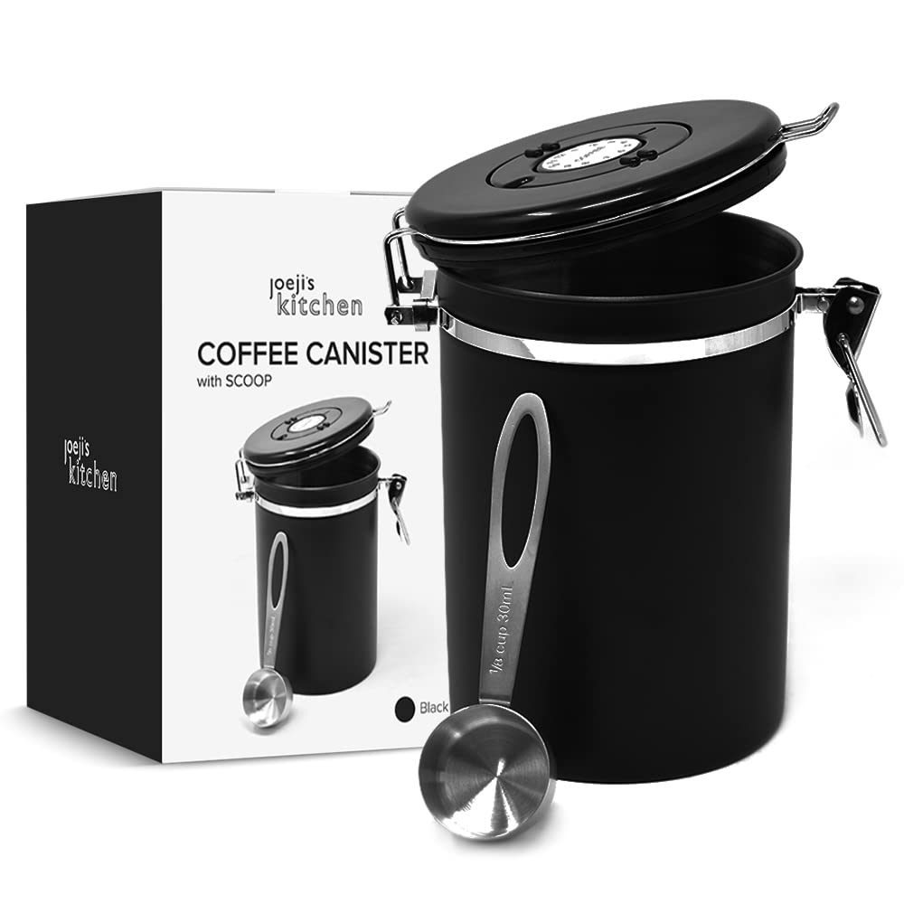 - joeji's Kitchen Coffee Beans Storage Container | Coffee Jar | 1800ml Stainless Steel Coffee Canister -