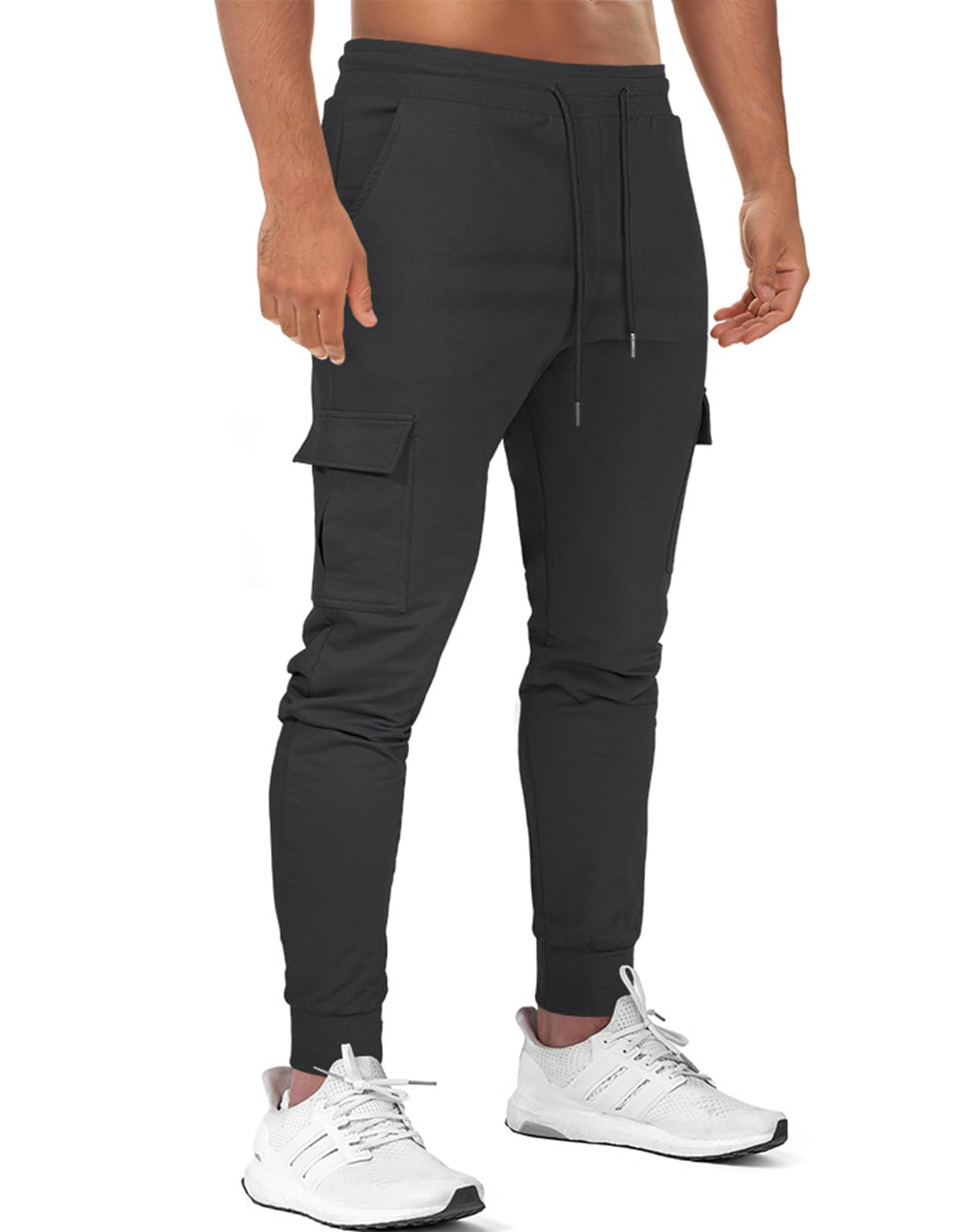- Suwangi Mens Joggers | Tracksuit Bottoms | Jogging Sweatpants | Gym Bottoms | Slim Fit | Cotton | Casual | Black -