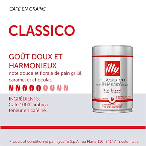 - illy Coffee | Classico Coffee Beans | Medium Roast |100% Arabica Coffee Beans | 250g -