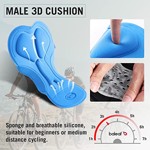 BALEAF Cycling Shorts Mens 4D Padded Mountain Bike Underwear MTB Liner Riding Breathable Bicycle Undershorts Blue L