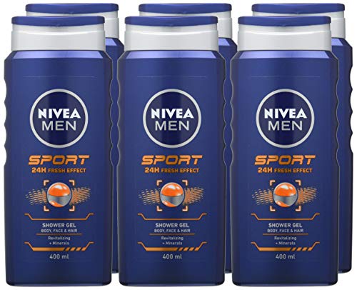 - NIVEA MEN Sport Shower Gel | (6 x 400ml) | Refreshing Body Wash with Lime Scent -