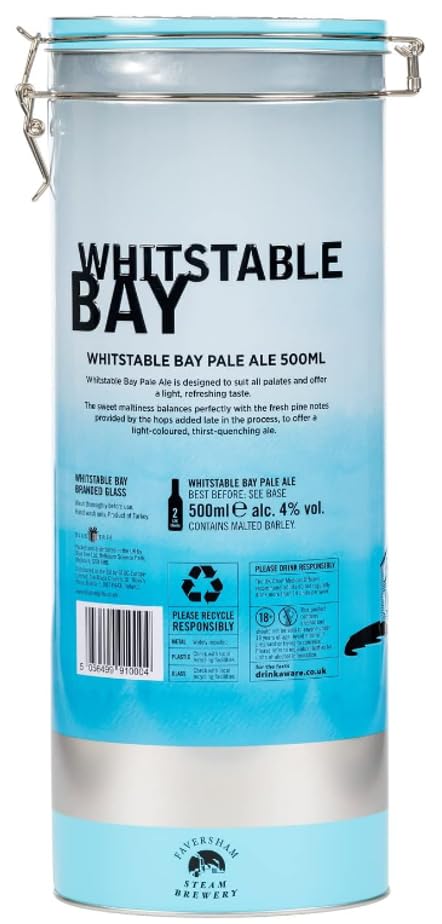 - Whitstable Bay Craft Beer Gift Set - Refreshingly Light Pale Ale with Branded Glass in Collectible Tin 500ml
