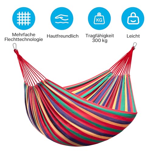 - Signstek Cotton Hammock with Tree-friendly Straps | Durable Portable Hammock | Travel Bag -