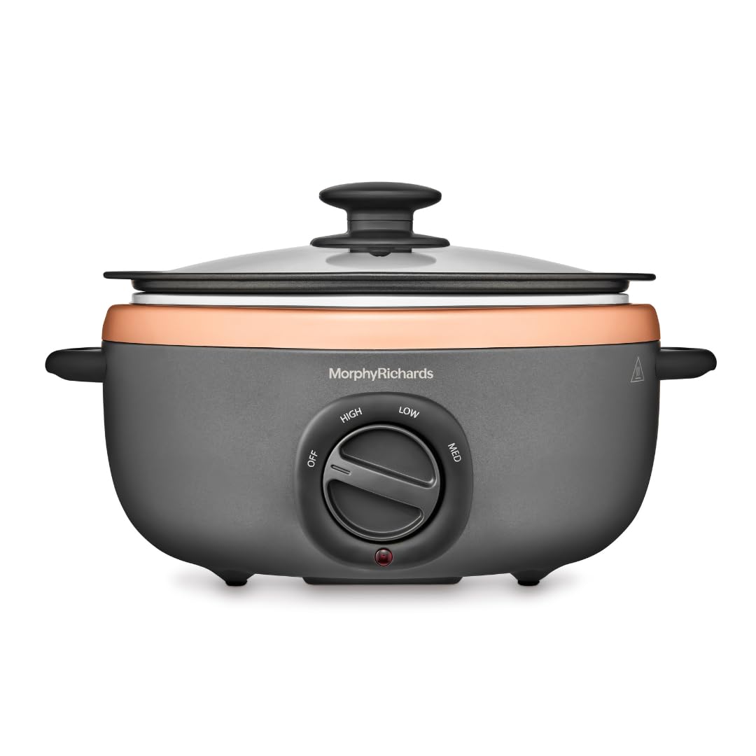 - Morphy Richards Sear and Stew Slow Cooker | 460016 Black and Rose Gold | 3.5L -