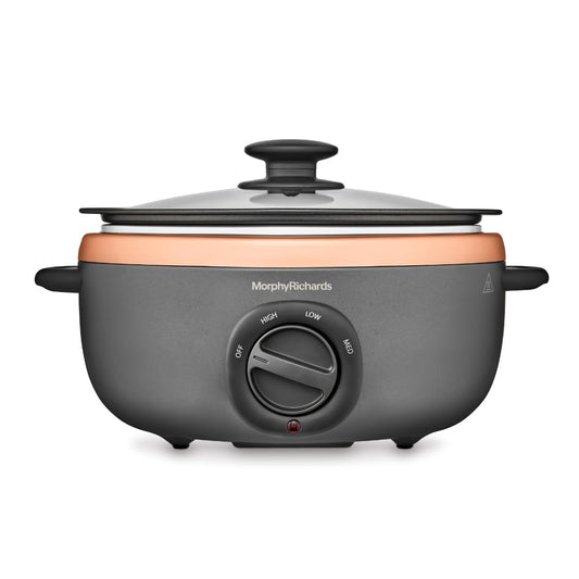 - Morphy Richards Sear and Stew Slow Cooker | 460016 Black and Rose Gold | 3.5L -