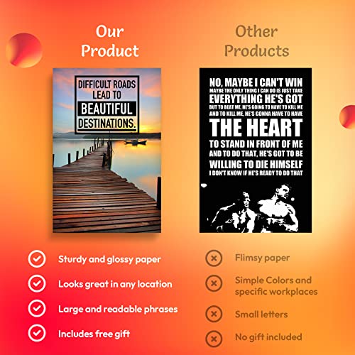 - Motivational Posters | Inspirational Quotes Wall Art Set of 6 -