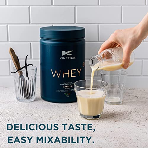 - Kinetica Vanilla Whey Protein Powder | 2.27kg | 23g Protein per Serving | 76 Servings -