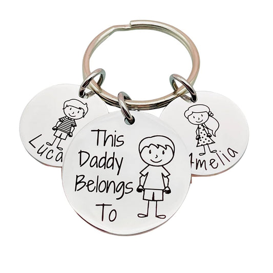 - 'This Daddy Belongs To' | Personalised Keyring Gift for Dad Father's Day -
