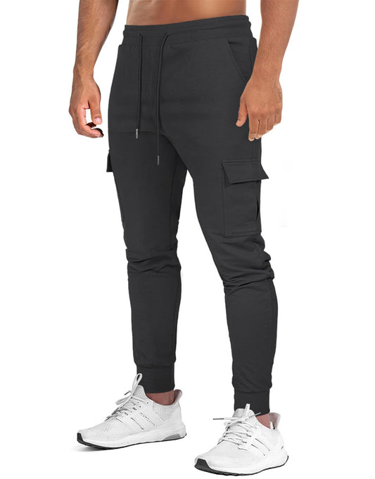 - Suwangi Mens Joggers | Tracksuit Bottoms | Jogging Sweatpants | Gym Bottoms | Slim Fit | Cotton | Casual | Black -