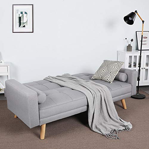 - Yaheetech Modern Fabric Sofa Bed, 3 Seater Click Clack Sofa Settee & Recliner.