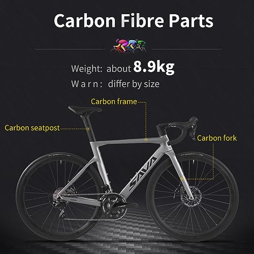- SAVADECK Carbon Road Bike | T800 Carbon Fiber Frame | 700C Racing Bicycle -