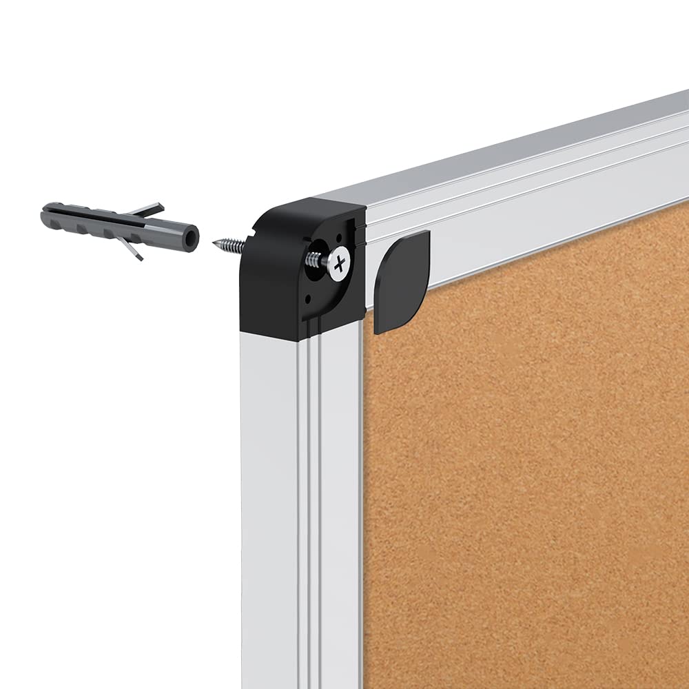 - VIZ-PRO Cork Notice Board, 120x90cm, Silver Aluminium Frame -