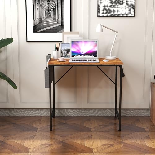 Computer Desk Home Office Writing Study Desk, Modern Simple Style PC Table (Brown, 80 x 50 x 75 cm)